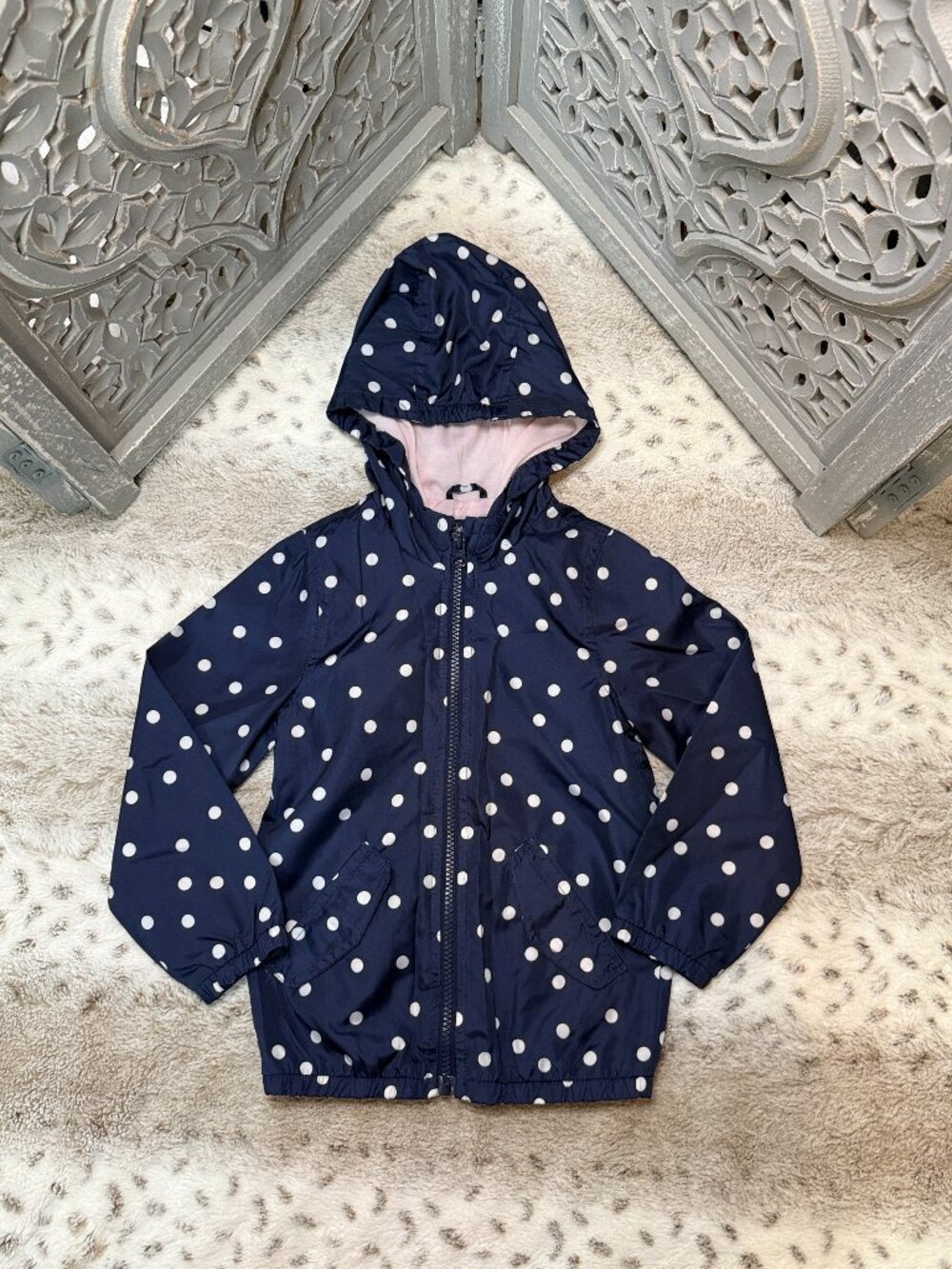 Carter's lightweight hoodie windbreaker girls 4T polka dot waterproof winter